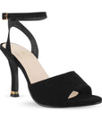 Zapatilla Negro Mujer Elegante Pulsera Tacon Delgado Descubierta 4040849