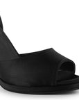 Zapatilla Negro Elegante Punta Abierta Talon Descubierto Moda 4040853