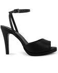 Zapatilla Negro Elegante Punta Abierta Talon Descubierto Moda 4040854