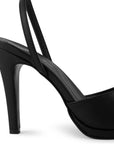 Zapatilla Negro Elegante Punta Abierta Talon Descubierto Moda 4040854