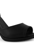 Zapatilla Negro Elegante Punta Abierta Talon Descubierto Moda 4040854