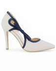Zapatilla Beige Marino Mujer Elegante Stiletto Tacon Delgado Puntal Moda 4040874