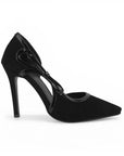 Zapatilla Negro Mujer Elegante Stiletto Tacon Delgado Puntal Moda 4040879