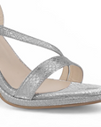 Zapatilla Plata Dama Tira Cruzada Tacon Alto Delgado Descubierto 4040882