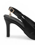 Zapatilla Negro Dama Puntal Destalonado Formal Tacon Elegante 4040884