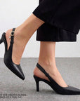 Zapatilla Negro Dama Puntal Destalonado Formal Tacon Elegante 4040884