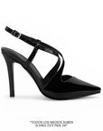 Zapatilla Negro Mujer Tacon Alto Delgado Tiras Elegante Moda Dama 4040887