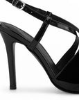 Zapatilla Negro Mujer Tacon Alto Delgado Tiras Elegante Moda Dama 4040887