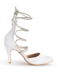 Zapatilla Blanco Plata Stiletto Tiras Brillos Elegante Tacon Delgado Moda 4760071