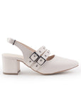 Zapatilla Beige Casual Mujer Punta Cerrada Tacon Ancho Bajo Moda 4760073