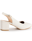 Vista trasera de tacón 6cm en zapatilla puntal destalonada para mujer en color beige