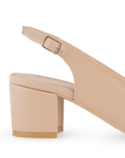 Vista trasera de tacón 6cm en zapatilla puntal destalonada para mujer en color maquillaje