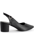 Vista trasera de tacón 6cm en zapatilla puntal destalonada para mujer en color negro