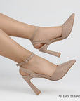Zapatillas oro brillosas para mujer con pulsera puntales con tacón medio 10cm