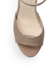 Vista de material sintético en zapatilla oro brilloso con pulsera y tacón 13cm para mujer