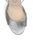 Vista de material sintético en zapatilla plata con pulsera y tacón 13cm para mujer