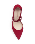 vista superior de zapatilla raja para mujer con tiras cruzadas de elastico