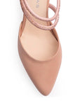 Zapatilla Maquillaje Oro Rosa Puntal Doble Tira Brillos Tacon Ancho Bajo Casual 3201231