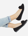 Balerina Negro Flats Mujer Piso Casual Moño Punta Cerrada Moda 3520142
