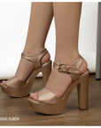 Zapatilla Oro Rosa Dama Tacón Alto Talón Descubierto Elegante Moda 3660284