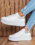 Tenis Blanco Plata Mujer Plataforma Chunky Casuales 4370123