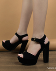 Zapatilla Negro Dama Tacón Alto Talón Descubierto Elegante Moda 3660283