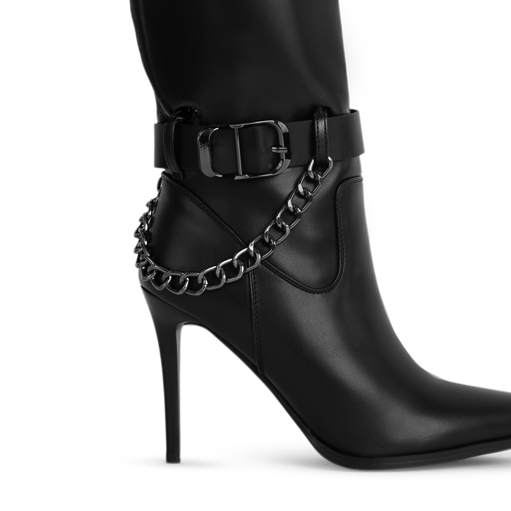 Botas negras largas con punta fina y tacón delgado | Mod.1510292