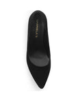 Vista superior de zapatilla negra para mujer con punta cerrada clásica 