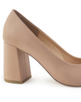 Vista trasera de tacón ancho de 7cm en zapatilla maquillaje para mujer 