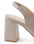 vista trasera del tacón medio 8cm de las zapatillas maquillaje para dama de charol con correa ajustable 