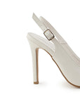 vista trasera del tacón alto 11cm de las zapatillas beige oro para dama 
