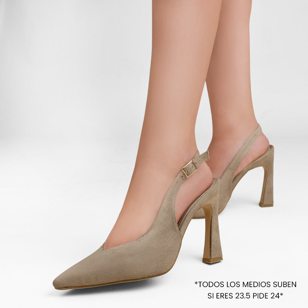 Zapatillas cafes destalonadas para mujer con punta fina cerrada y tacón alto de 11cm