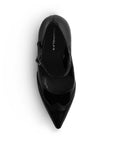 Vista superior de zapatilla para mujer tipo stiletto color negra
