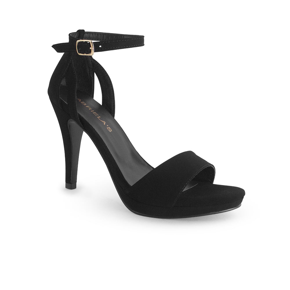 vista diagonal de zapatillas negras para dama con plataforma y tacón medio 8 cm para dama 
