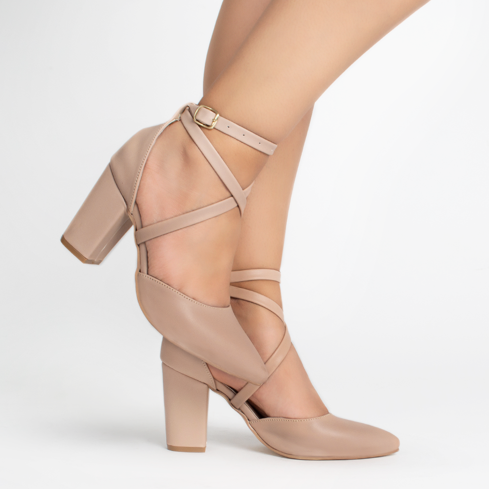 Zapatillas maquillaje para mujer con tiras cruzadas y tacón de 8cm