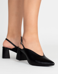 Zapatillas negras para mujer con hebilla ajustable y tacón ancho de 7cm