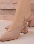 Zapatillas maquillaje para mujer con hebilla ajustable y tacón ancho de 7cm