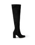 vista superior de las botas negras altas con cierre lateral y tacón medio 8cm para dama
