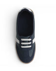 Vista superior de tenis azul para dama casual con suela baja 2cm 