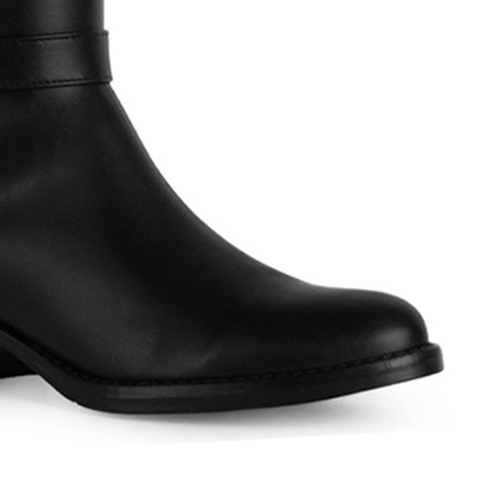 Bota Negro Mujer Hasta la Rodilla Hebilla Metalica Tacon Bajo 3430033