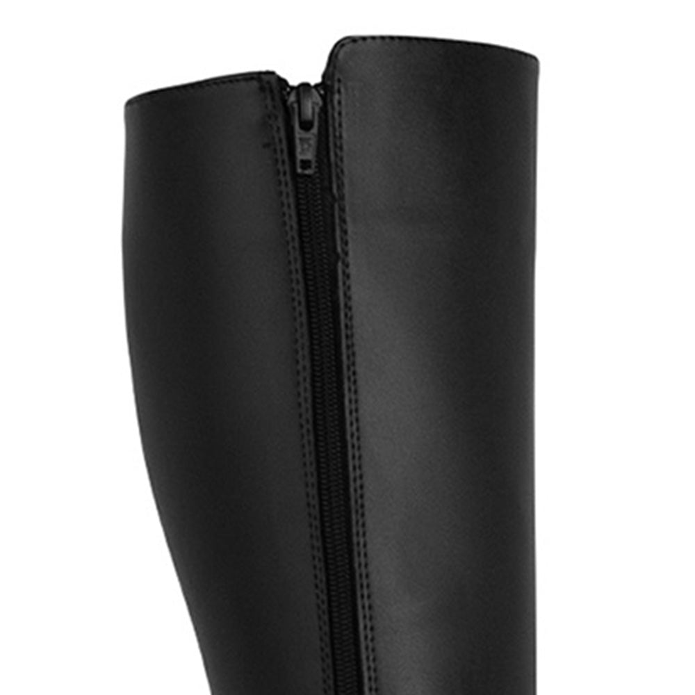 Bota Negro Mujer Hasta la Rodilla Hebilla Metalica Tacon Bajo 3430033