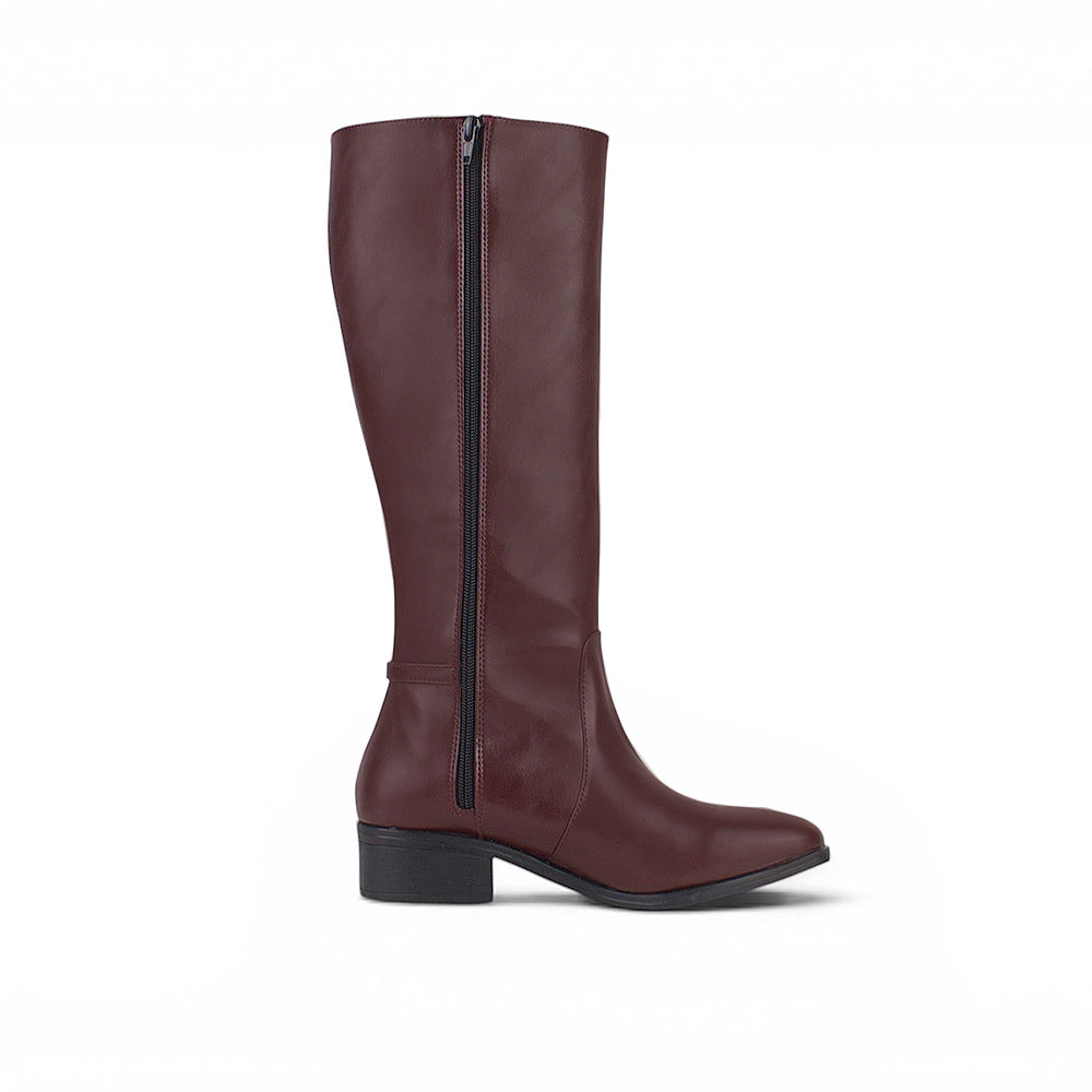 vista superior de bota para dama con cremallera y tacón bajo 4cm 