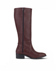 vista superior de bota para dama con cremallera y tacón bajo 4cm 