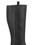 vista del detalle en cremallera de la bota negra con tacón bajo 4 cm para dama 