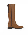 vista superior en la bota café con cremallera para dama tacón bajo 3 cm 