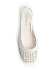 Vista superior en los flats tejidos tipo calados de color beige para dama con pulsera ajustable al talón 
