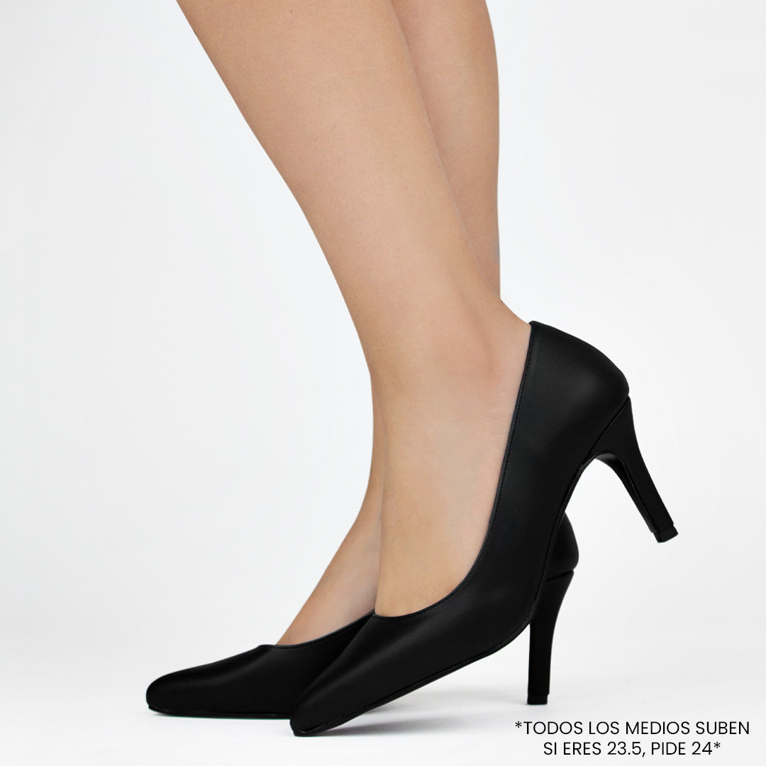 Zapatillas negras para mujer con tacón delgado de 7cm estilo stiletto con punta fina