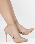Zapatillas maquillaje para mujer con hebilla ajustable, punta fina y tacón delgado de 10m