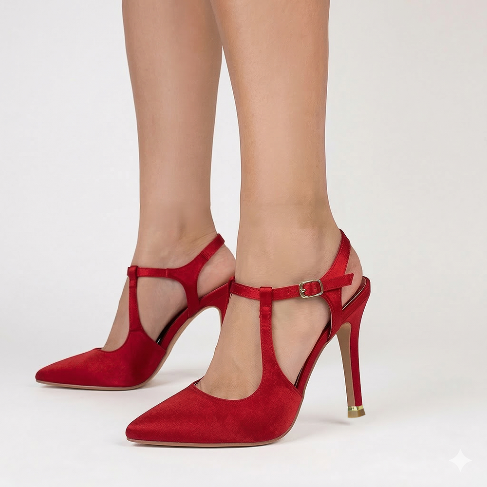 Zapatillas rojas destalonadas para mujer con punta cerrada y tacón delgado de 12cm tipo stiletto