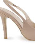 vista trasera del tacón alto 11 cm en las zapatillas nude para dama destalonadas con ajuste elástico 